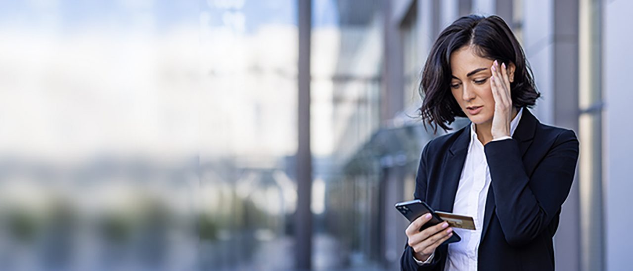 Woman discovering her identity has been compromised